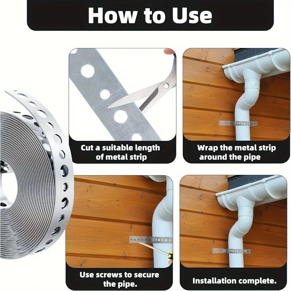 Galvanized Steel Pre-Punched Multi-Slot Pipe Strap Tape Roll Pipe Strap Tape Qme