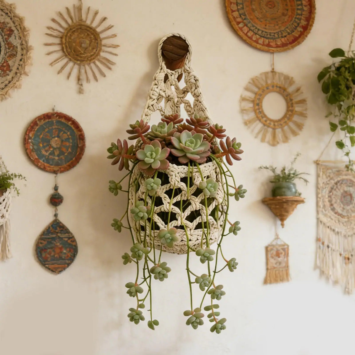 Macrame Plant Hanger – Boho Cotton Woven Flower Pot Holder Macrame Plant Hanger Qme