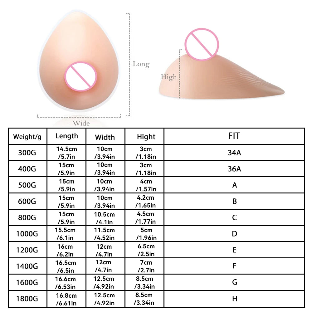 Silicone Breast Forms Adhesive Realistic Body Enhancer 1800g Silicone Breast Forms Qst