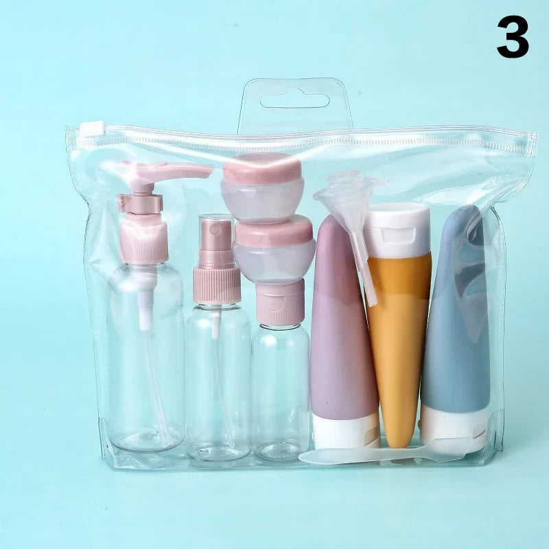 11-Piece Travel Refillable Bottle Set for Cosmetics & Lotion Travel Bottle Set Qme 3