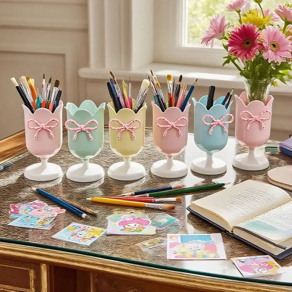 Tulip Pen Holder – Cute Desktop Storage Box & Desk Organizer Desktop Pen Holder Qme