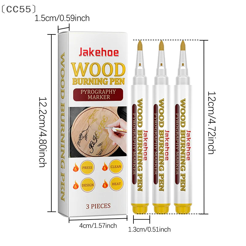 3-Pack Wood Burning Scorch Marker Pens – Heat Activated Wood Burning Markers Qst
