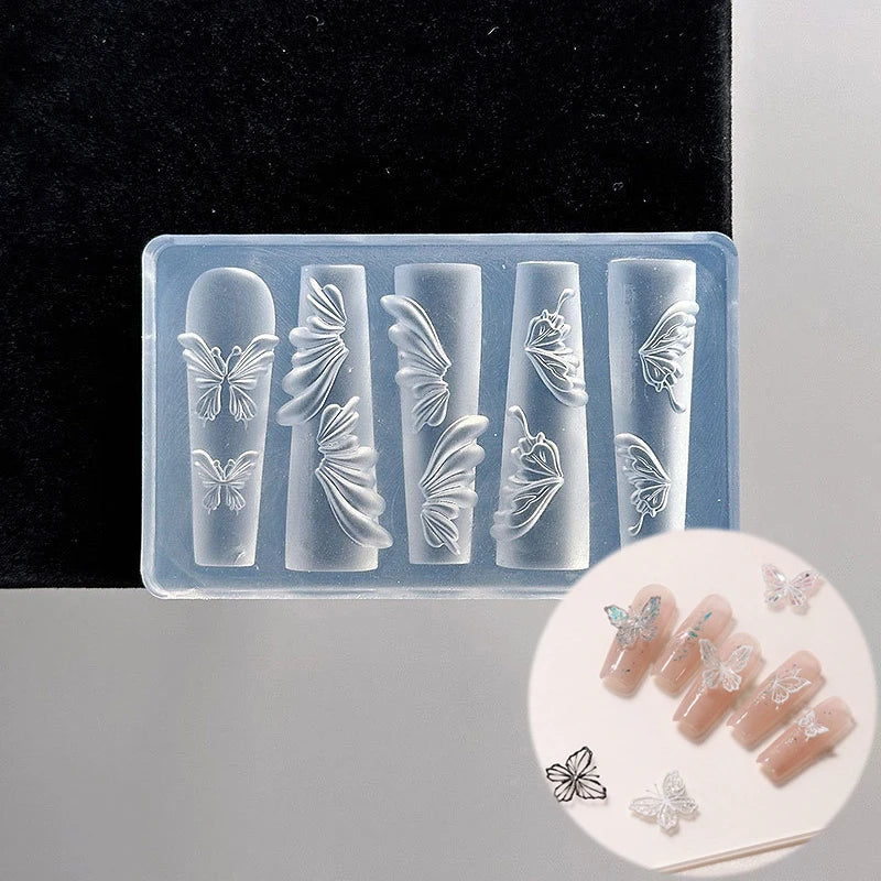3D Silicone Nail Art Mold – Flower, Butterfly & Shell Designs Nail Art Mold Qst N2
