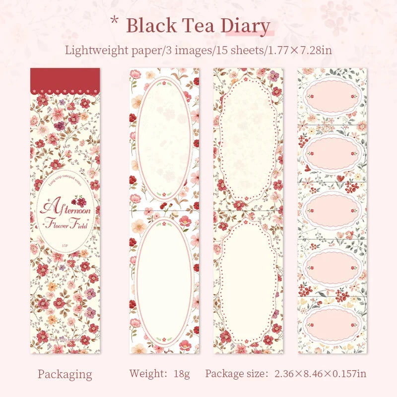 Pastoral Floral Long Sticky Notes – Tearable Flower Memo Pad Floral Sticky Notes Qme A