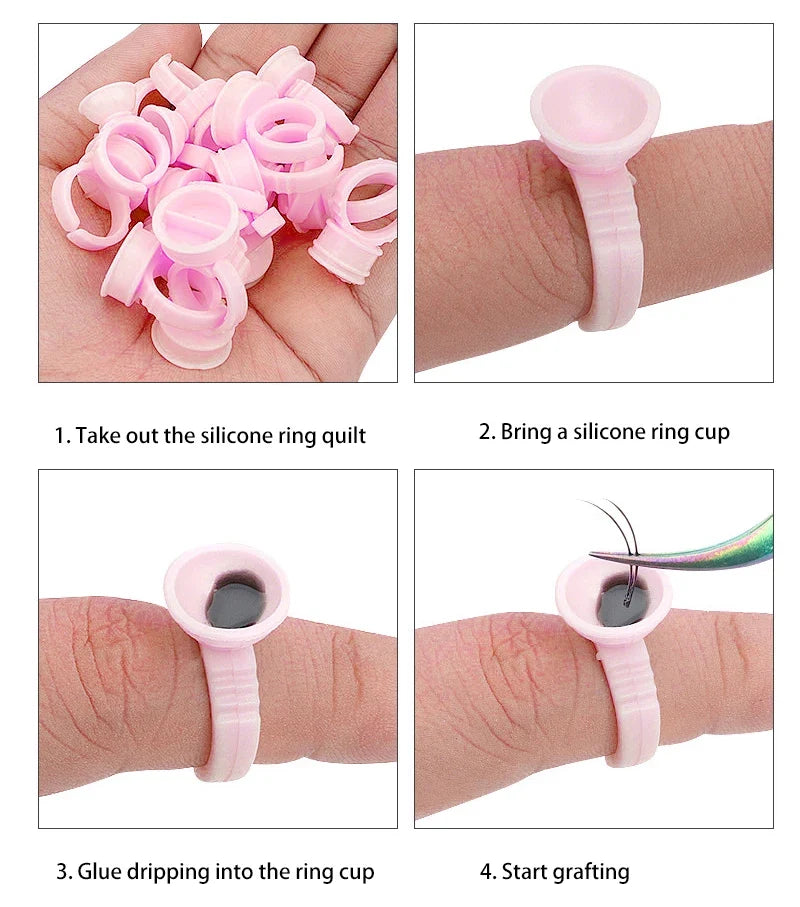 Disposable Lash Glue Ring Holders 100 Pcs | Eyelash Extension Lash Extension Tool Qme