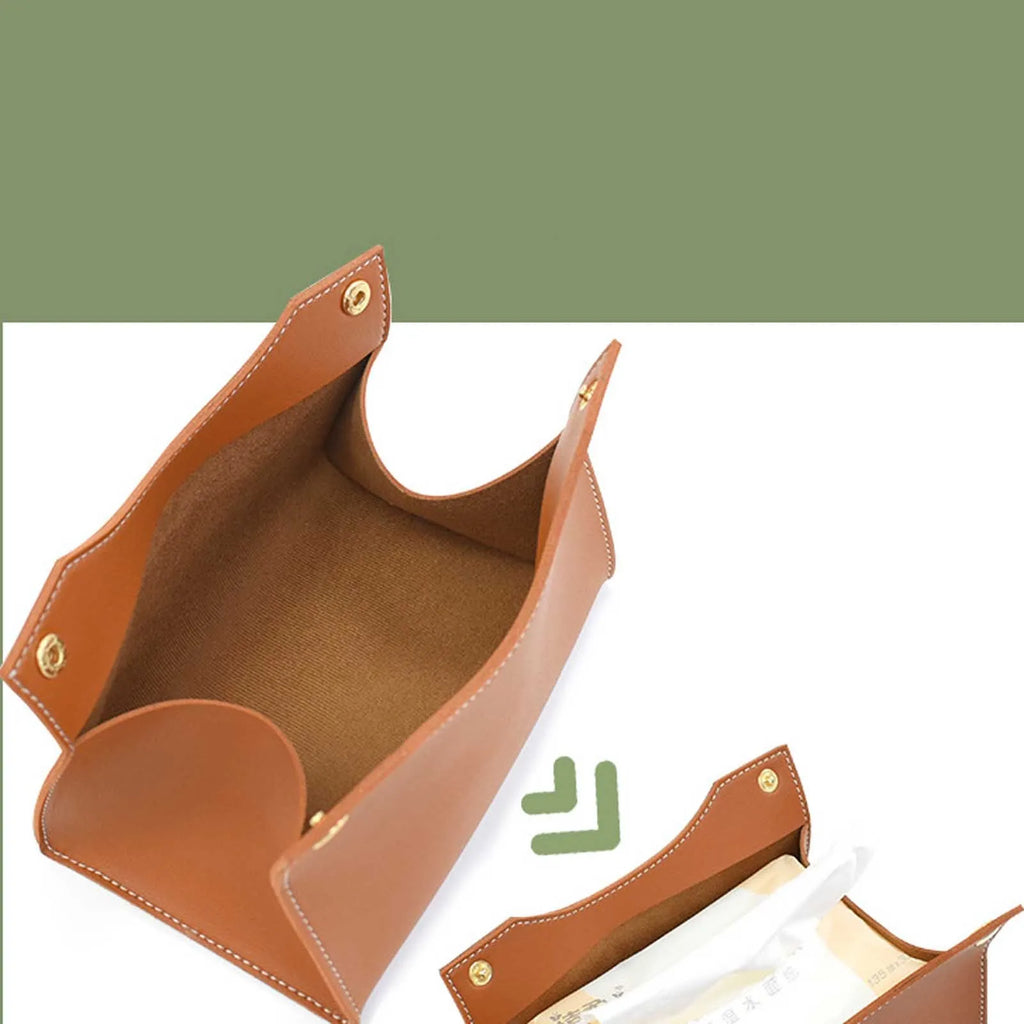PU Leather Tissue Box Cover – Car & Home Napkin Holder Case Tissue Box Cover Qme