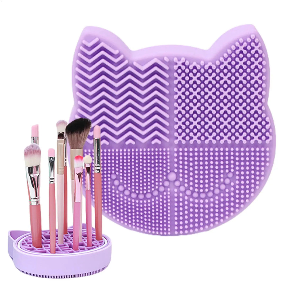 Silicone Makeup Brush Cleaner Scrubbing Tray & Washing Mat Makeup Brush Cleaner Qme