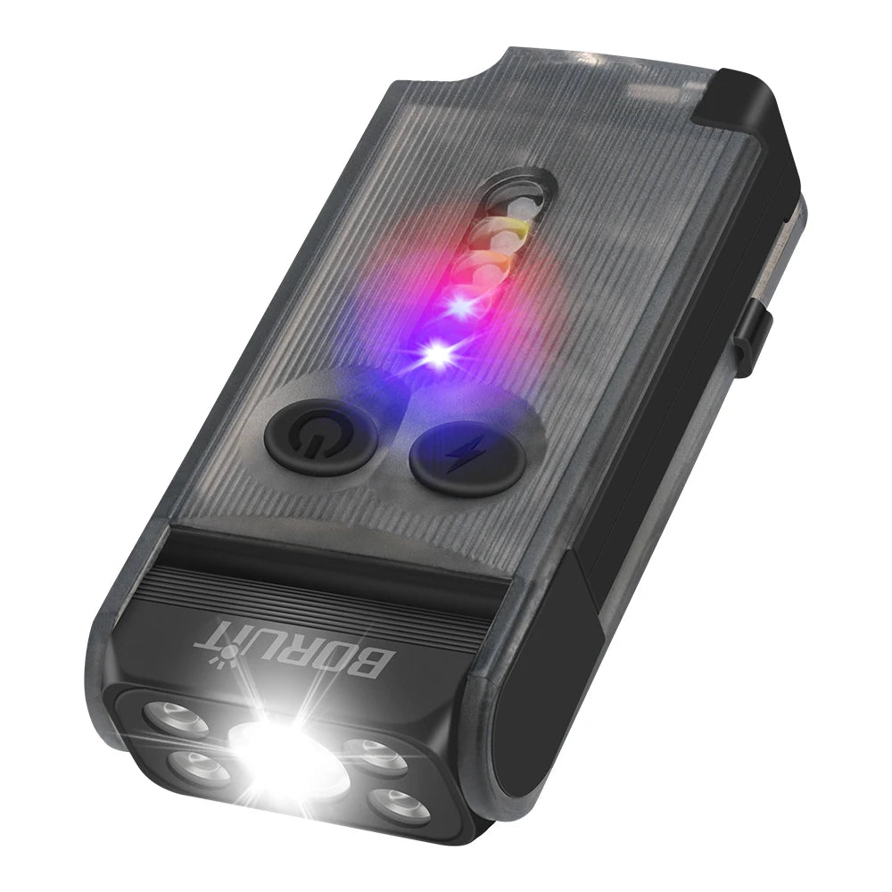 BORUiT V30 900LM UV EDC Flashlight – USB-C Power Bank & Buzzer EDC Flashlight Qst black 1pc