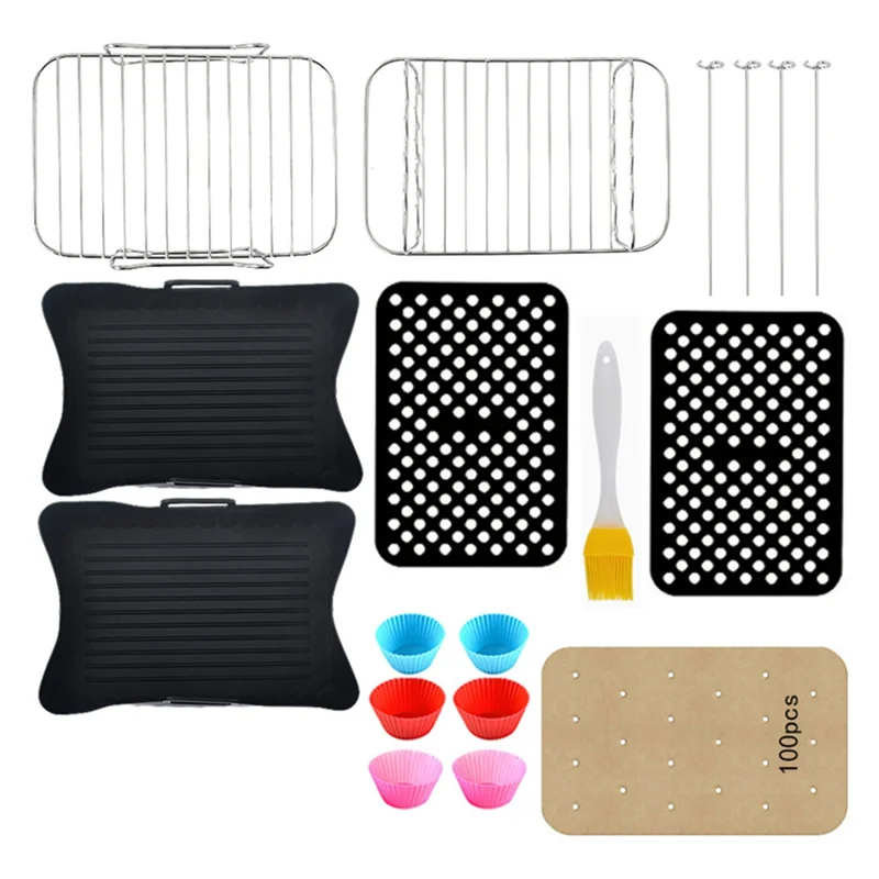 Air Fryer Accessories Set – Silicone Liners, Racks & Baking Paper Air Fryer Accessories Qst