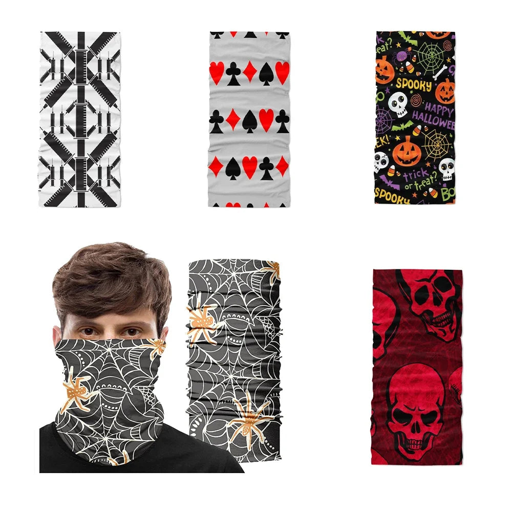 Skull Pumpkin Musical Note 3D Print Turban Scarf | Women Novelty Print Scarf Qme