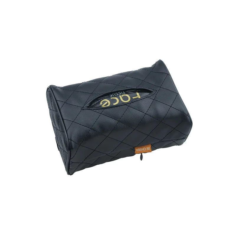 Checkered Leather Car Seat Back Tissue Box Holder | Qme Car Tissue Box Holder Qme Black