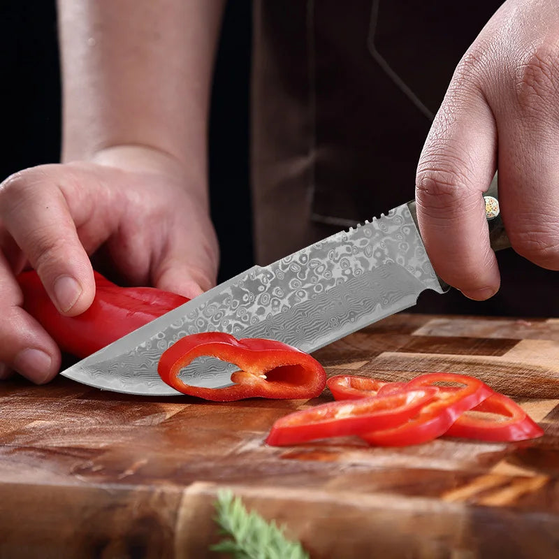 Damascus VG10 Steel Chef Knife – Wood Handle Kitchen Knife Damascus Chef Knife Qst