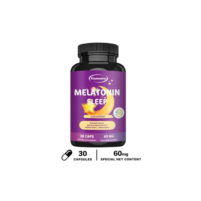 Xemenry Melatonin Capsules – Fall Asleep Faster & Sleep Better Sleep Supplement Qst 30 Capsules