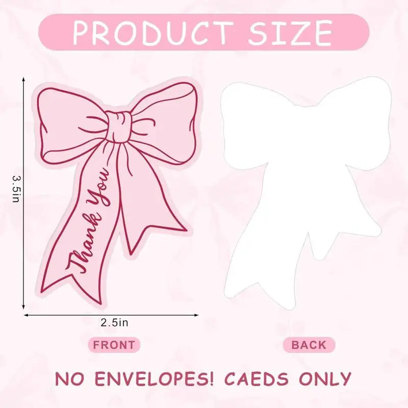 50-Pack Bow Mini Thank You Cards – DIY Party Gift Cards Mini Thank You Cards Qme