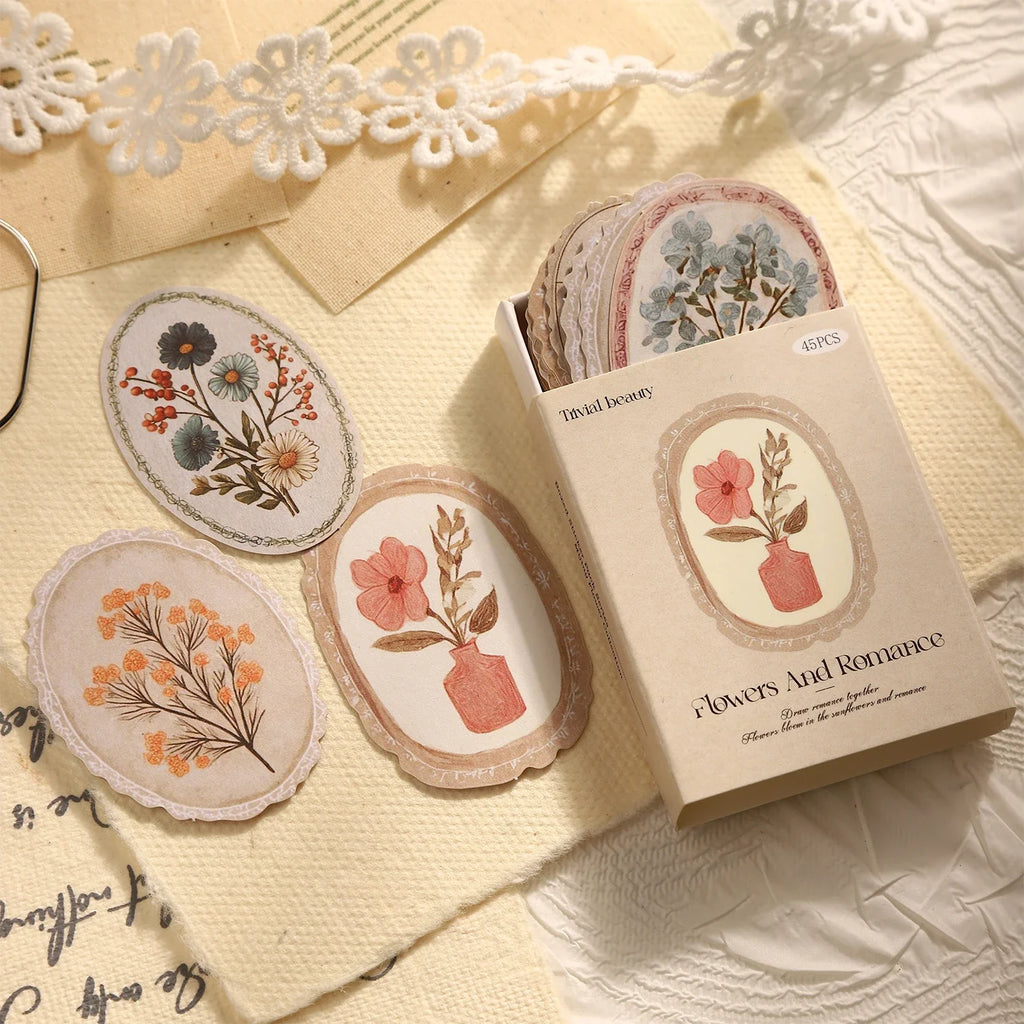 Floral Envelope Sealing Stickers – 45 Sheets DIY Kraft Paper Decorative Craft Stickers Qme