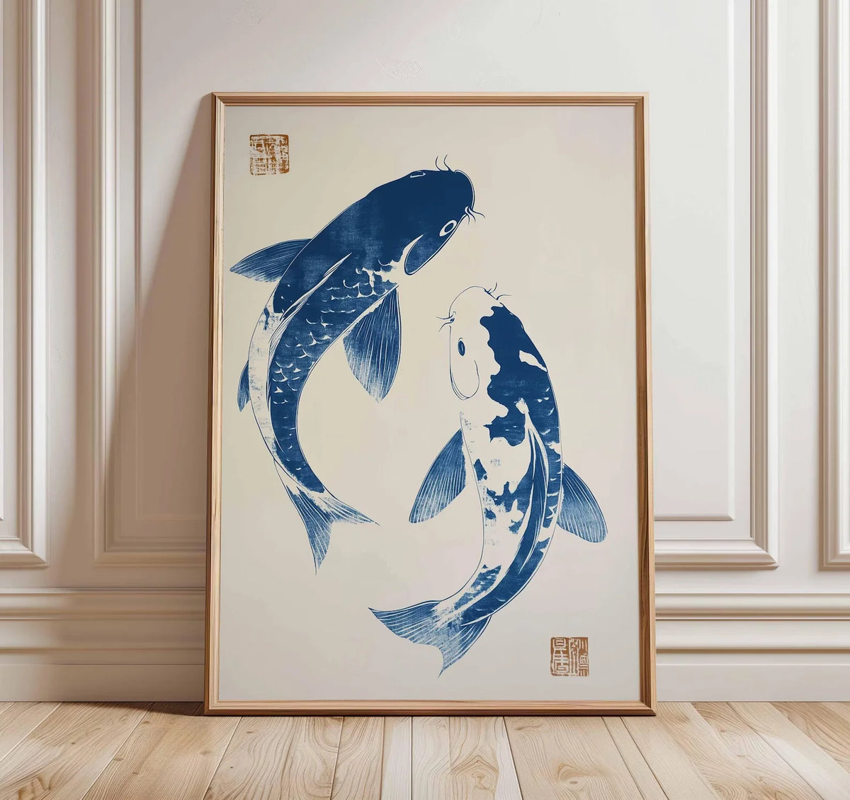 Japanese Koi Fish Canvas Poster | Minimalist Zen Wall Art Canvas Wall Art Qst ZWD31381 20x30cm Unframed