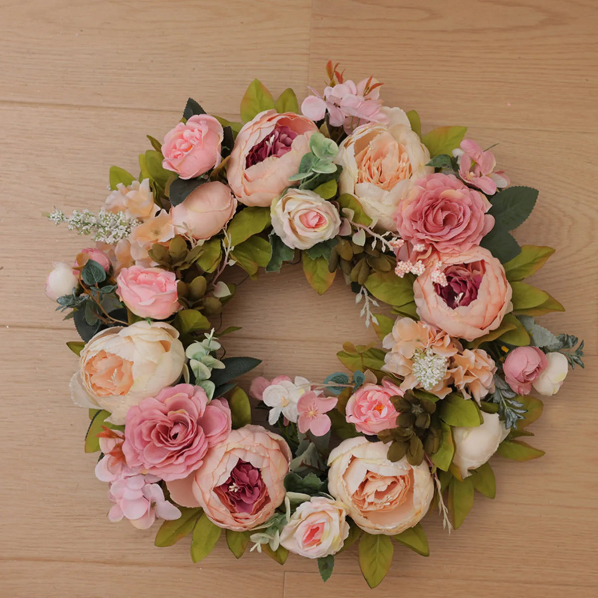 Peony Artificial Flower Round Wreath | Wedding & Holiday Decor Artificial Flower Wreath Qme