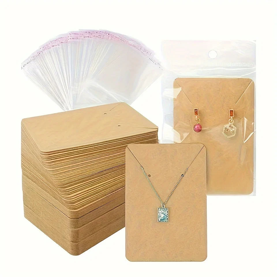 50 Natural Square Blank Cardboard Jewelry Display Cards DIY Jewelry Display Cards Qme Camel Color