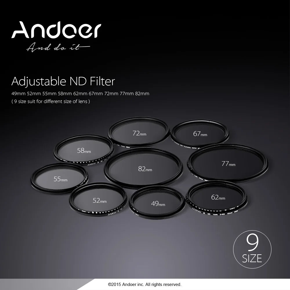 58mm Variable ND2–ND400 Neutral Density Filter for DSLR Camera Lens Filter Qst