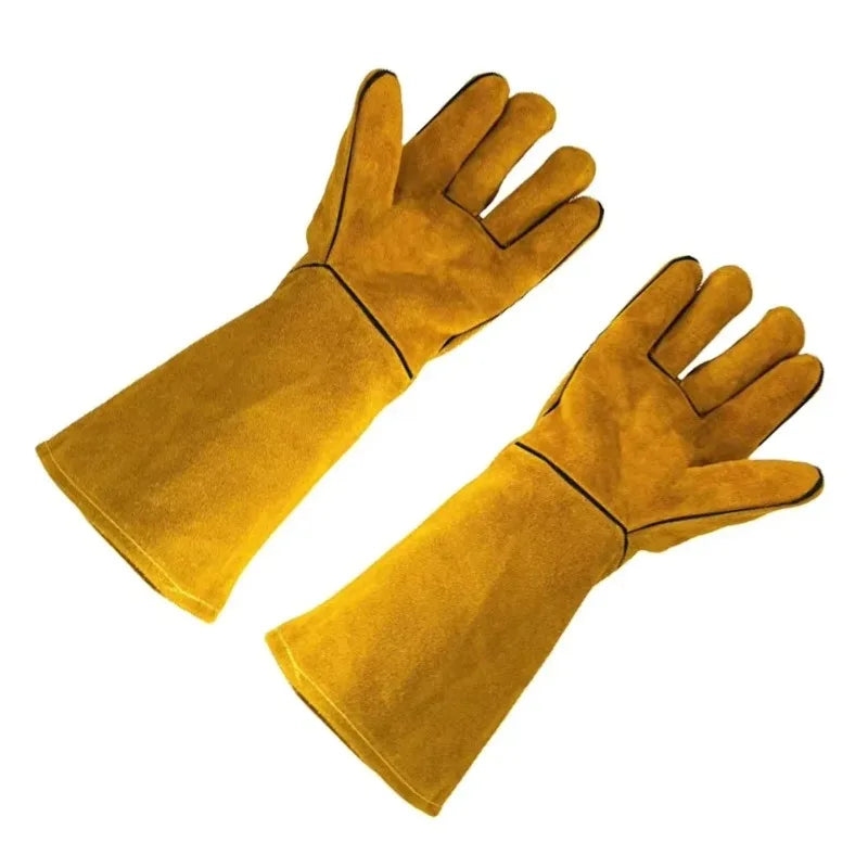 Cowhide Leather Welding Gloves – Flame-Retardant Heat Protection Welding Work Gloves Qme