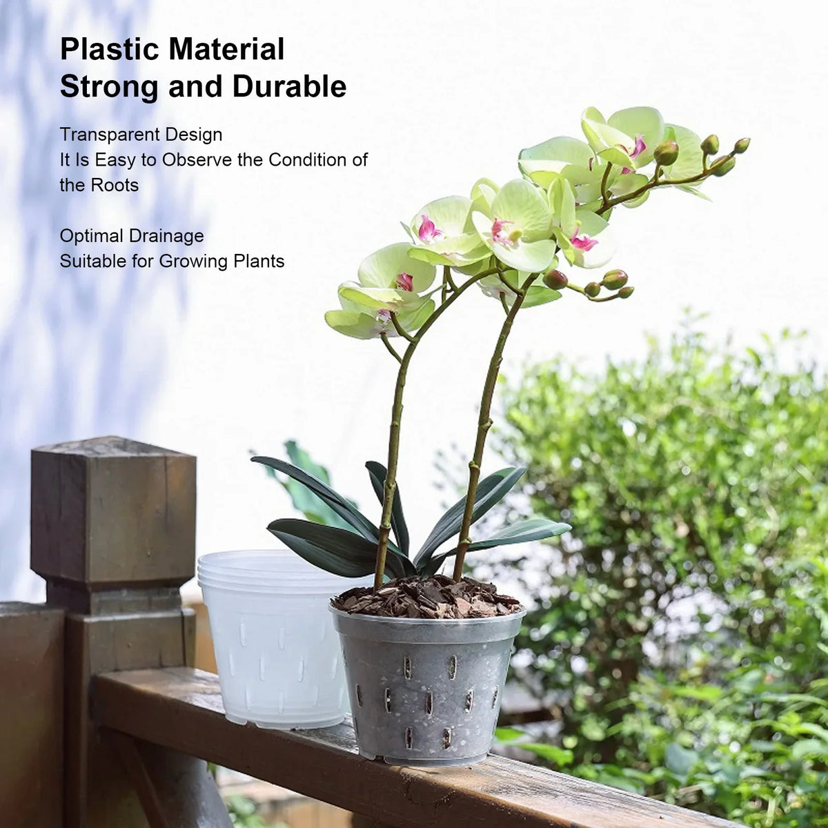 Clear Orchid Pots with Holes & Saucers – Set of 5 | 5.5in Orchid Planter Set Qme