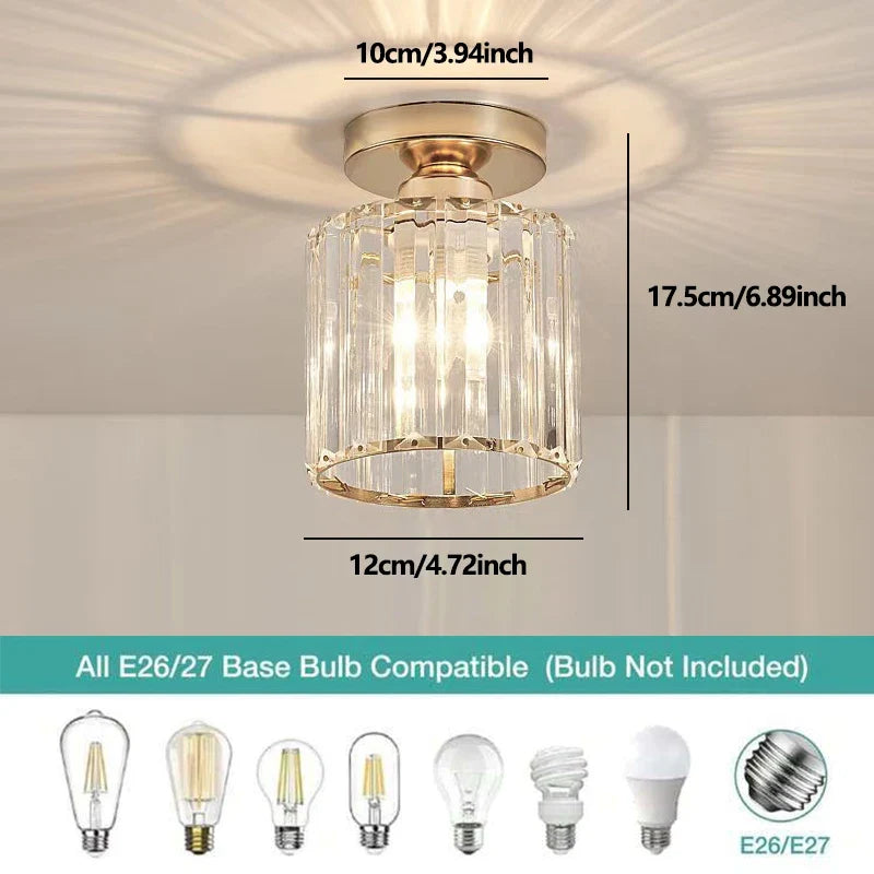 Nordic Modern Crystal E27 Ceiling Light – Bedroom & Corridor Crystal Ceiling Light Qme Golden circle