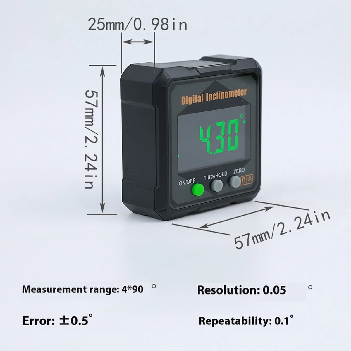Digital Angle Finder – 4-Side Magnetic LED Gauge | Aluminium Digital Angle Finder Qme