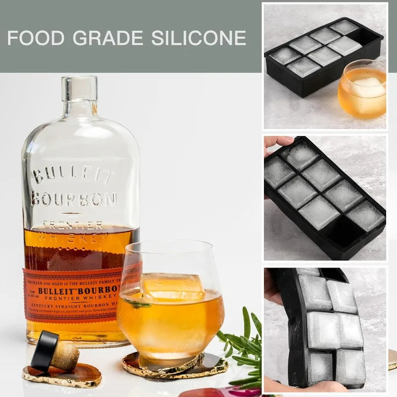Silicone Ice Cube Tray 8 & 15 Grid Square Mold – Reusable Silicone Ice Cube Tray Qme
