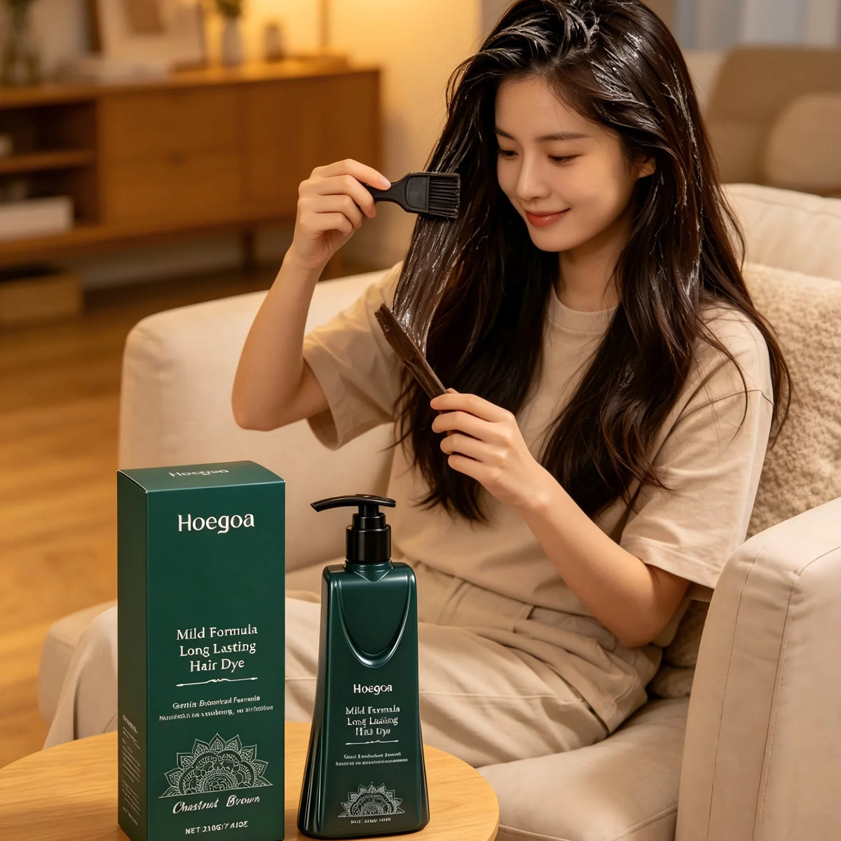 Hoegoa Plant-Based Hair Coloring Cream – Gray Coverage 210g Hair Coloring Cream Qst