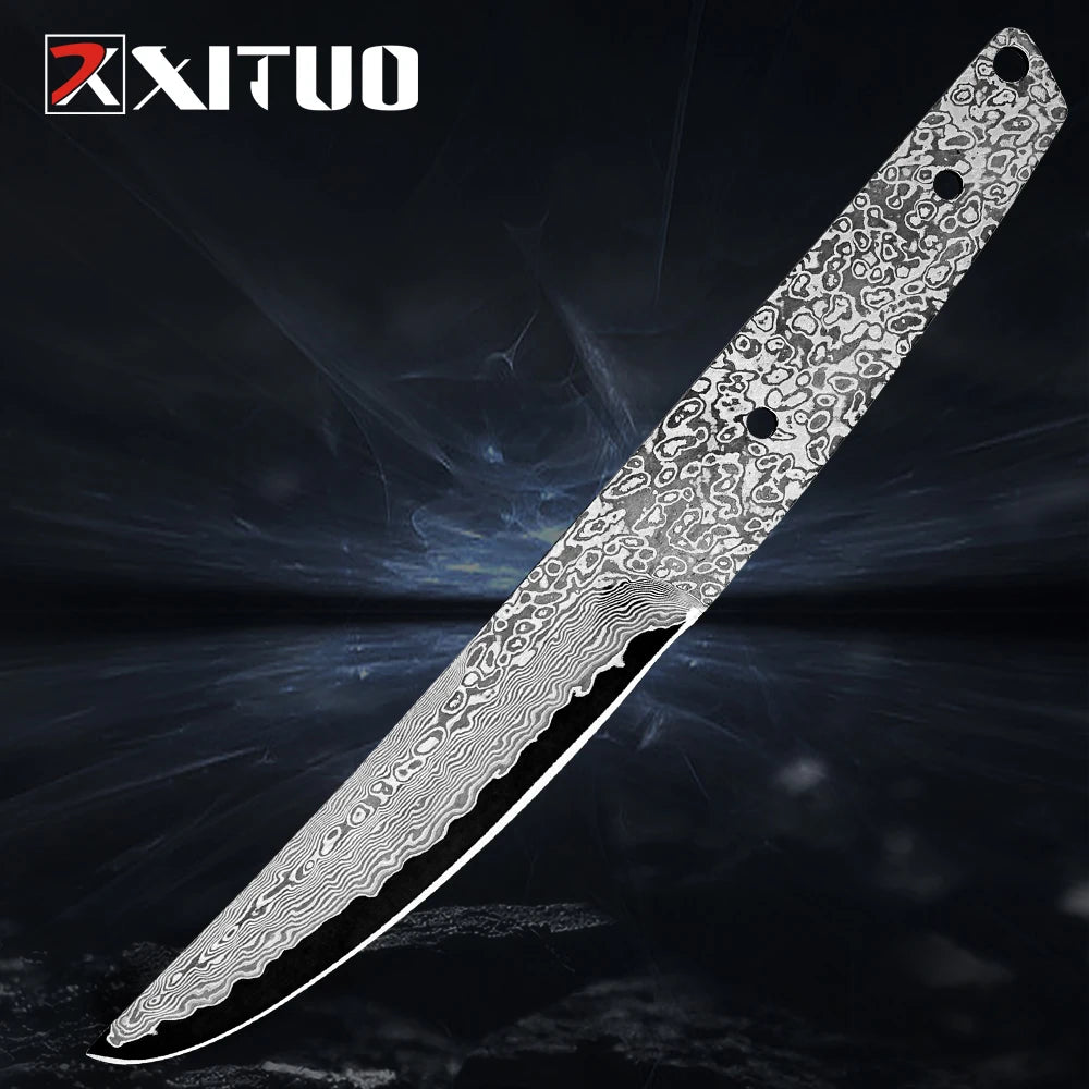 Hand Forged 67-Layer Damascus Steel Blank Blade Knife Billet Damascus Knife Blank Qst Default Title