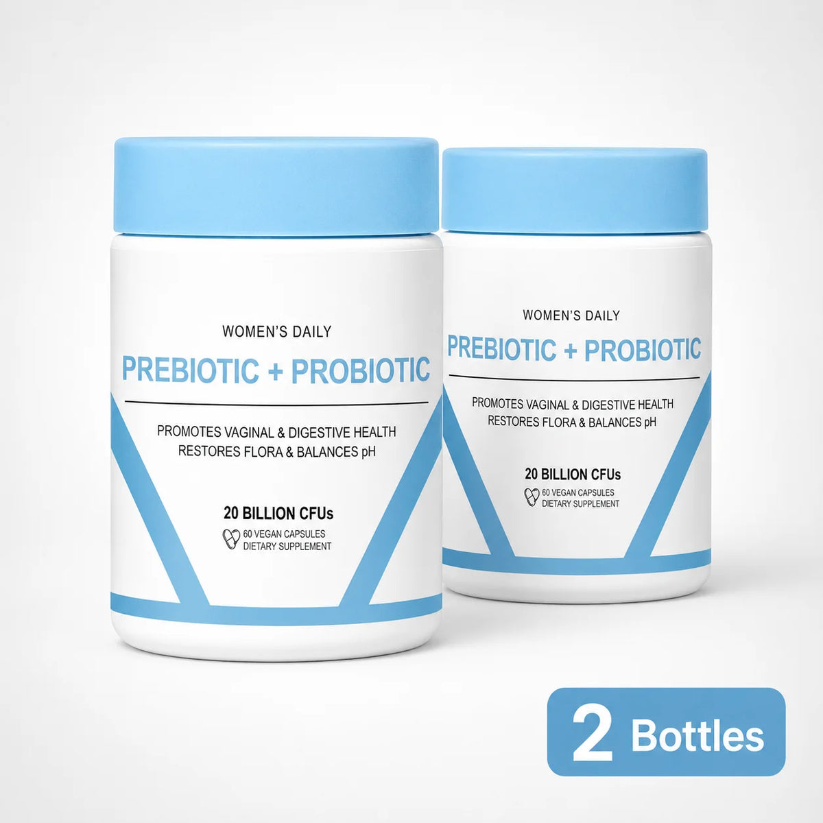 Women's Probiotic & Prebiotic Capsules 20B CFUs + Biotin 60ct Probiotic Supplement Qst 2 bottles