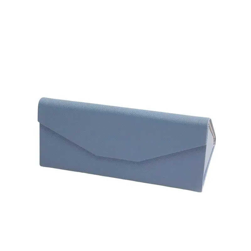 Triangle Glasses Case – Waterproof Folding PU Leather Eyeglass Box Eyeglass Case Qst Light blue