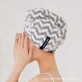 Striped Microfiber Hair Drying Cap | Thick Coral Fleece Quick Dry Hair Drying Cap Qme grey