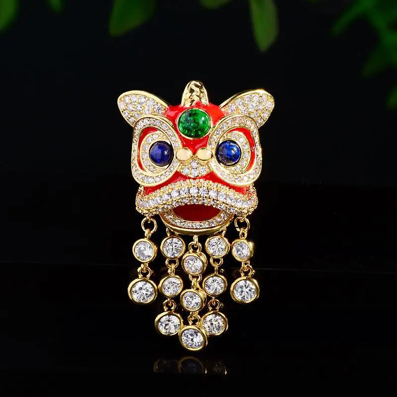 Zodiac Pony & Lion Dance Brooch – Cute Animal Corsage Pin Brooch Corsage Pin Qme