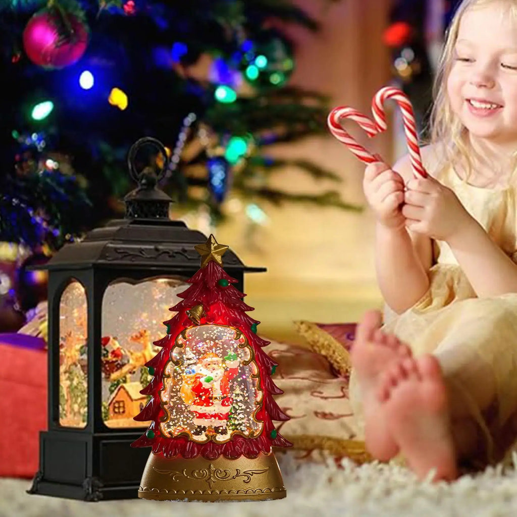 Battery-Operated Christmas Snow Globe Glowing Decoration Christmas Snow Globe Qme