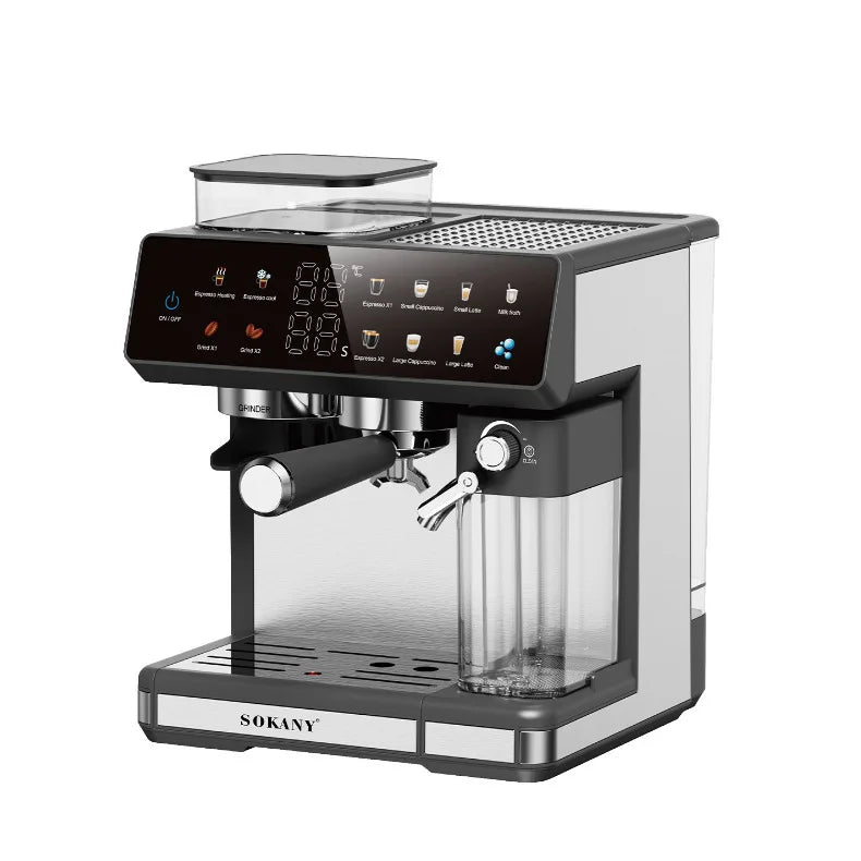 1800W Semi-Auto Espresso Machine with Burr Grinder & Steam Espresso Machine Qst