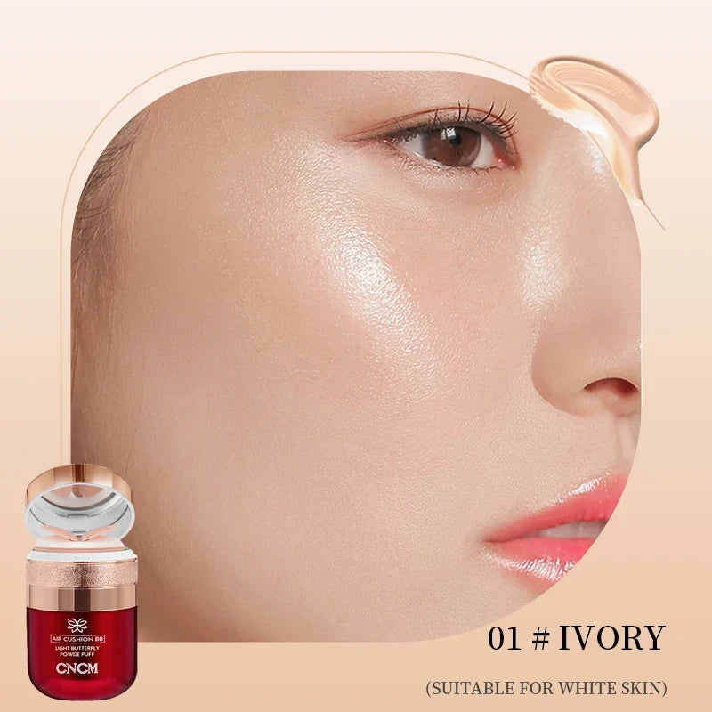 Air Cushion BB Cream Butterfly Puff Foundation | Qme Air Cushion Foundation Qme 01 Ivory