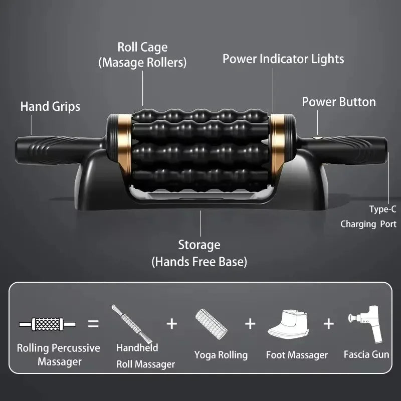 Cordless 360 Rolling Percussive Body Massager – 5-Speed USB-C Rolling Body Massager Qst