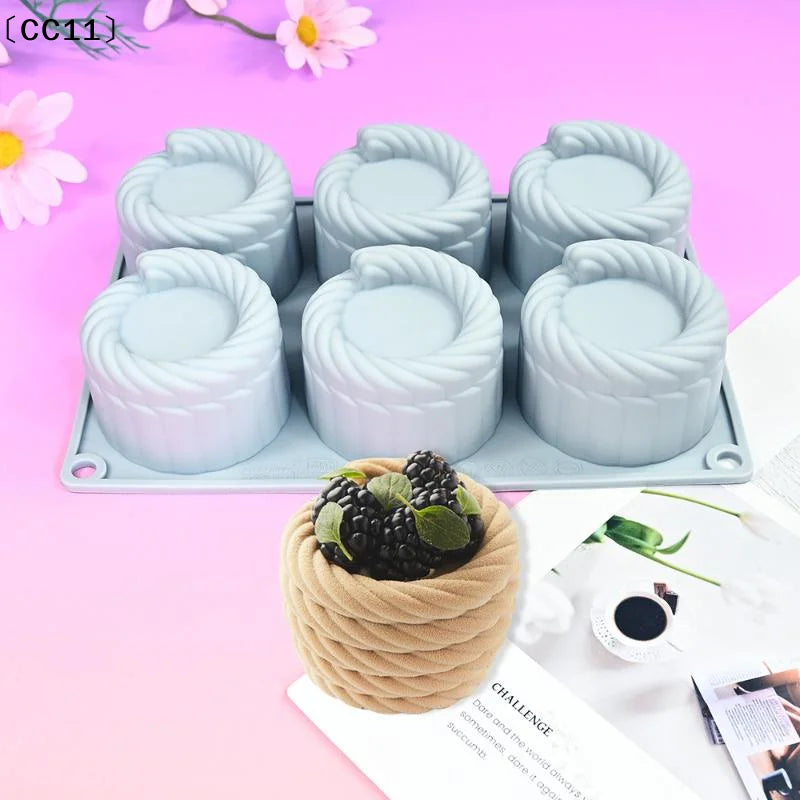 6-Cavity Woven Flower Basket Silicone Mousse Cake Mold Silicone Cake Mold Qme