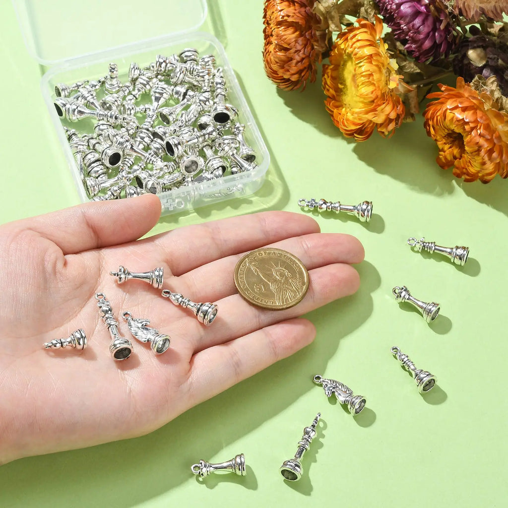 60pcs 3D Chess Piece Charms for Jewelry Making | Pandahall Jewelry Making Charms Qme