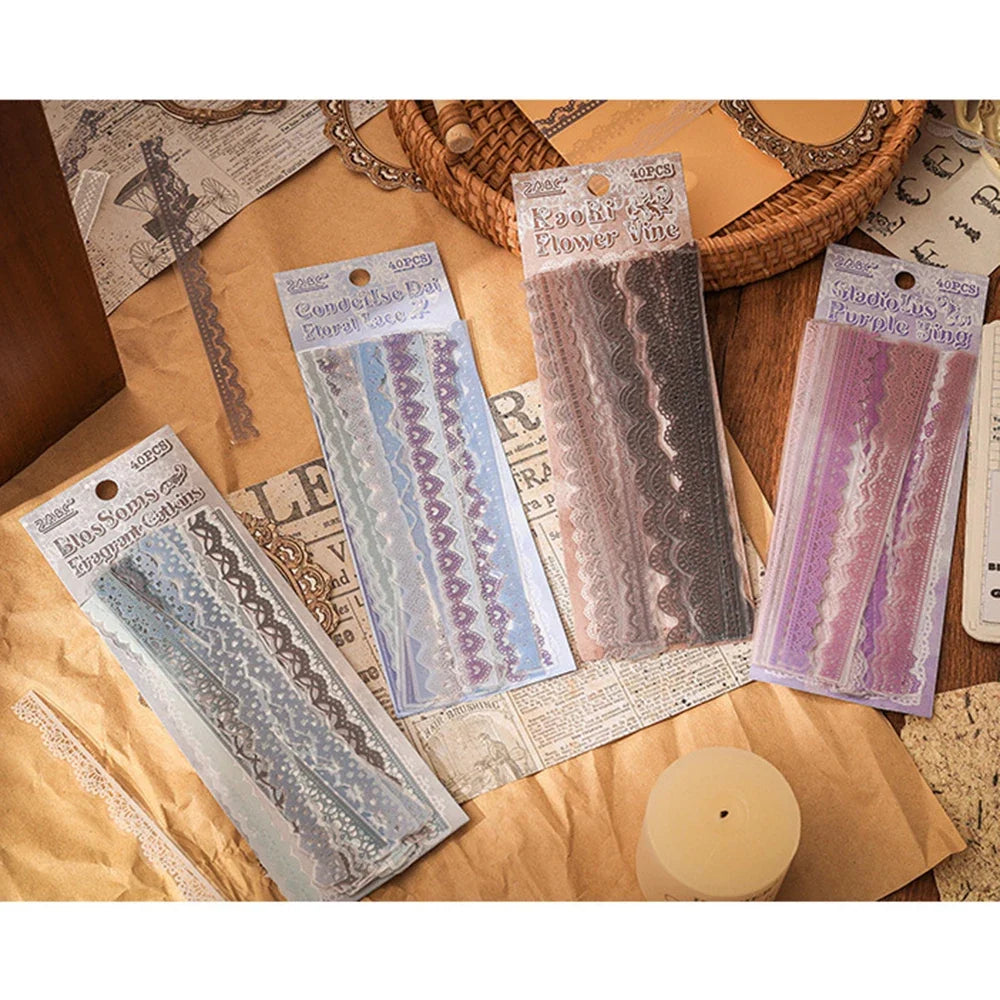 Lace Stickers for Scrapbooking, Junk Journal & Collage Decor Decorative Craft Stickers Qme