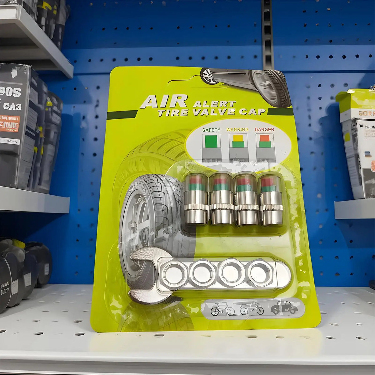 Tire Pressure Monitoring Valve Stem Caps 4-Pack | Gauge Alert Tire Pressure Caps Qme
