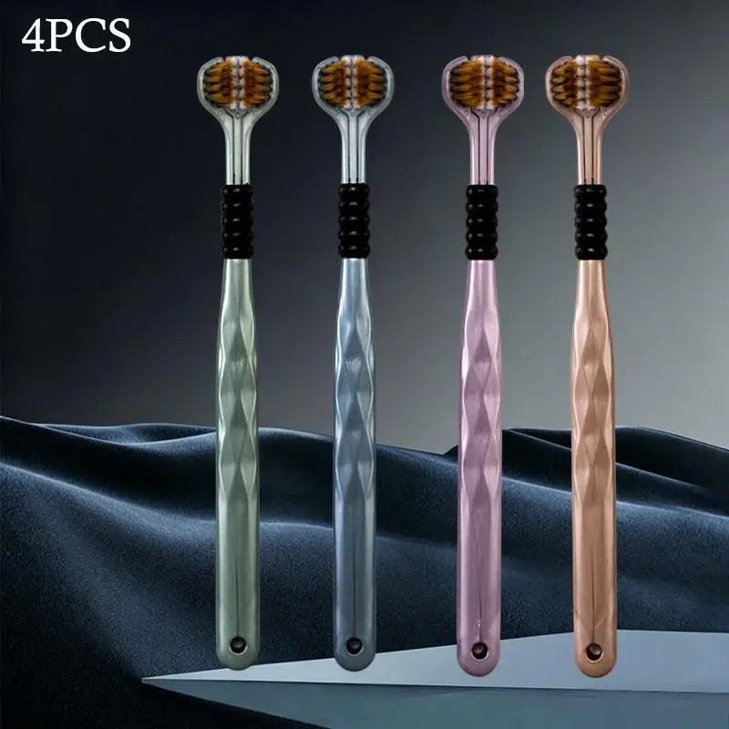 Three-Sided Soft Bristle Toothbrush for Adults | 1–8 Pack Adult Toothbrush Qme 4pcs