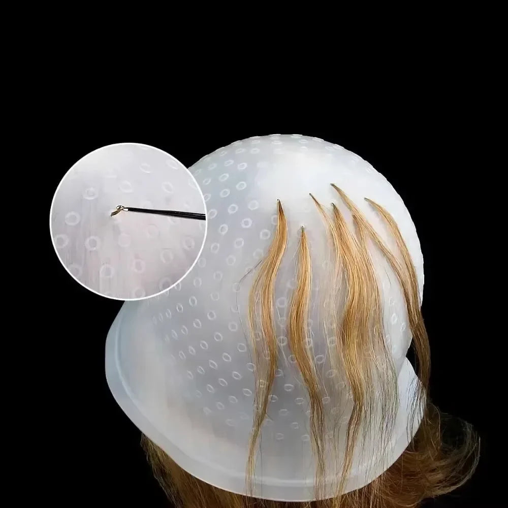 Professional Silicone Hair Dyeing Cap with Metal Hooks – 2 Pack Hair Dyeing Cap Qme