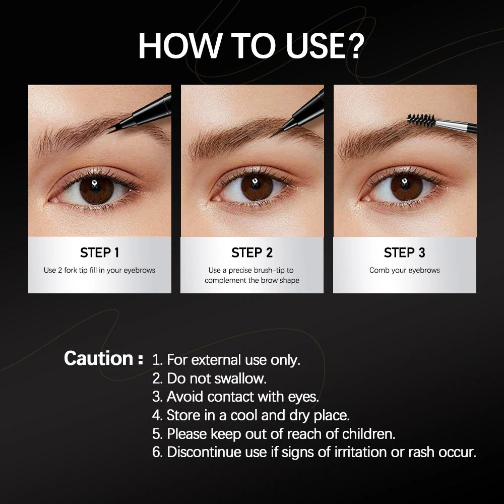 Double-Headed Liquid Eyebrow Pencil – Waterproof & Long-Lasting Liquid Eyebrow Pencil Qst