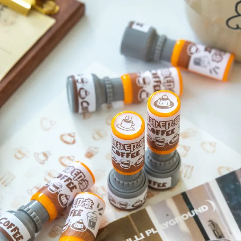 Cartoon Coffee Wooden Rubber Stamp – Cute Scrapbooking Seal Decorative Rubber Stamp Qme