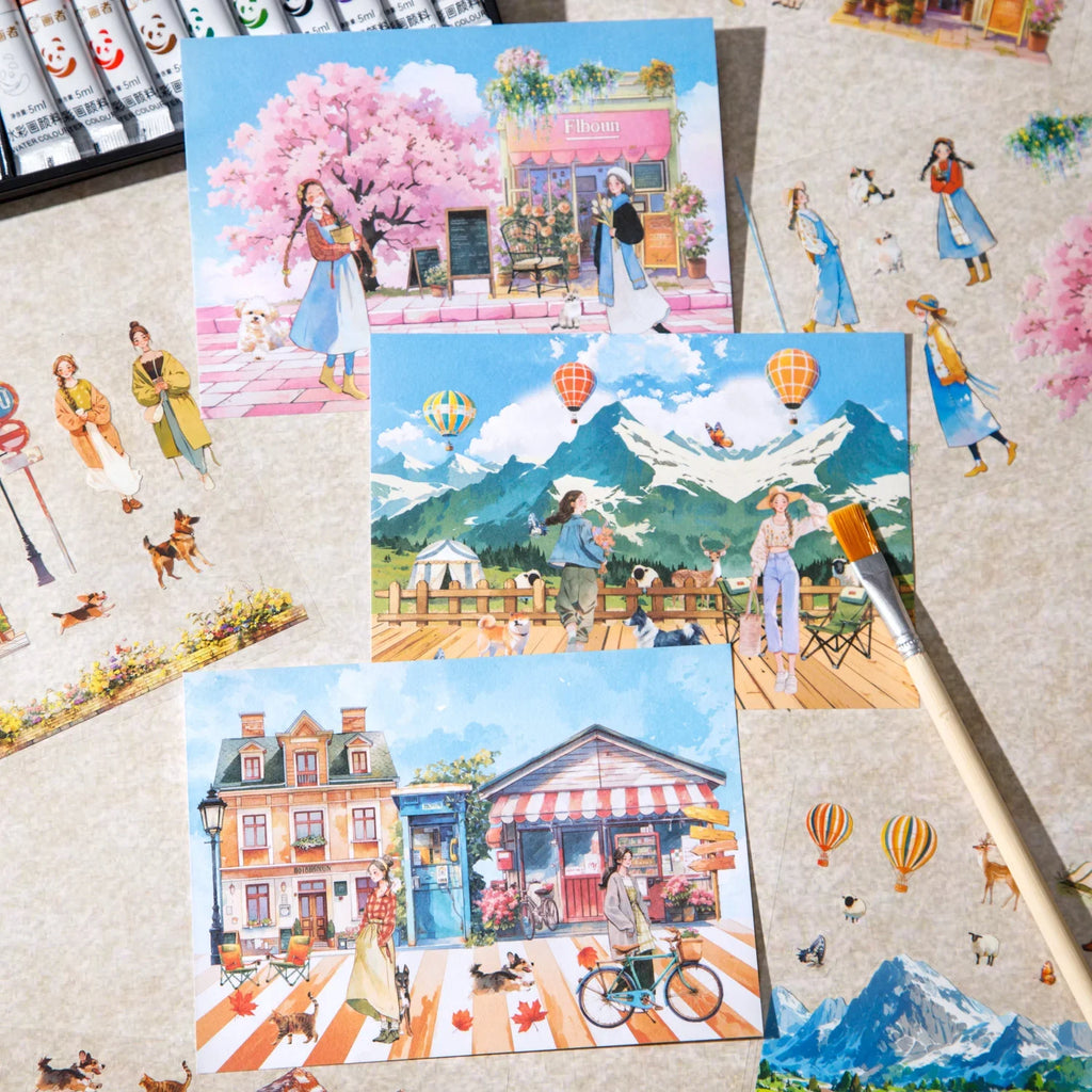 Scenic Landscape Holiday Sticker Book – 10 Sheets, 6 Colors Craft Sticker Book Qme