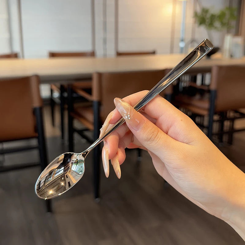 Stainless Steel Korean Long Handle Spoon – Dinner & Stirring Stainless Steel Spoon Qst