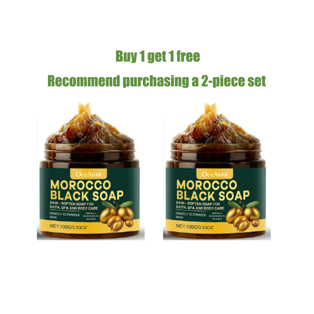 Oceaura Morocco Black Soap – Moisturizing Gentle Body Cleanser Moroccan Black Soap Qme 100g x2