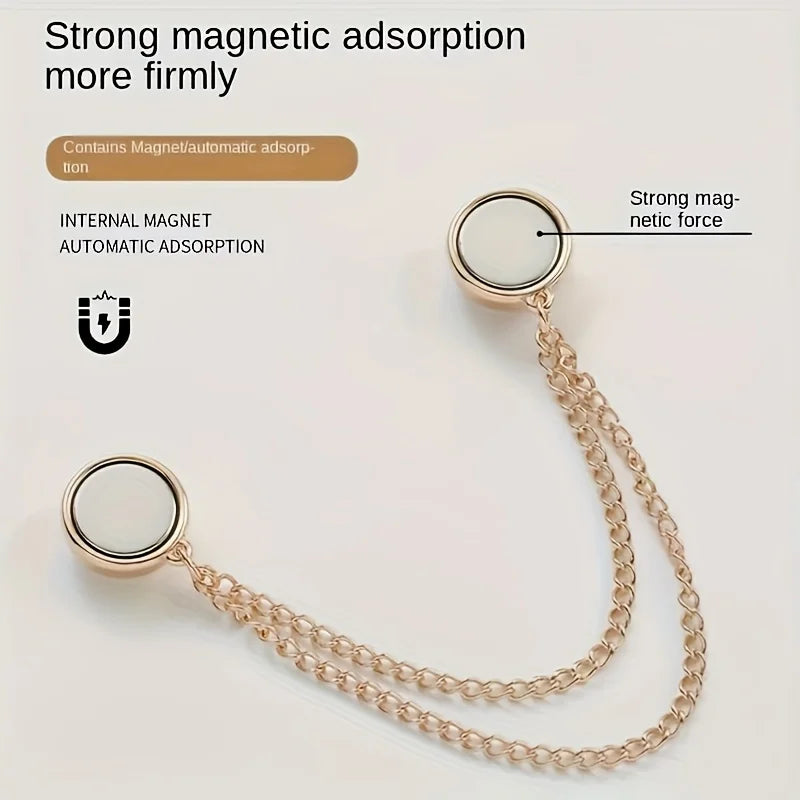 Magnetic Clothing Clips Adjustable Chain Spherical Trim – 4pc Set Clothing Clip Set Qme